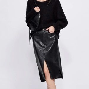 Zara Basics Faux Crocodile Pencil Skirt